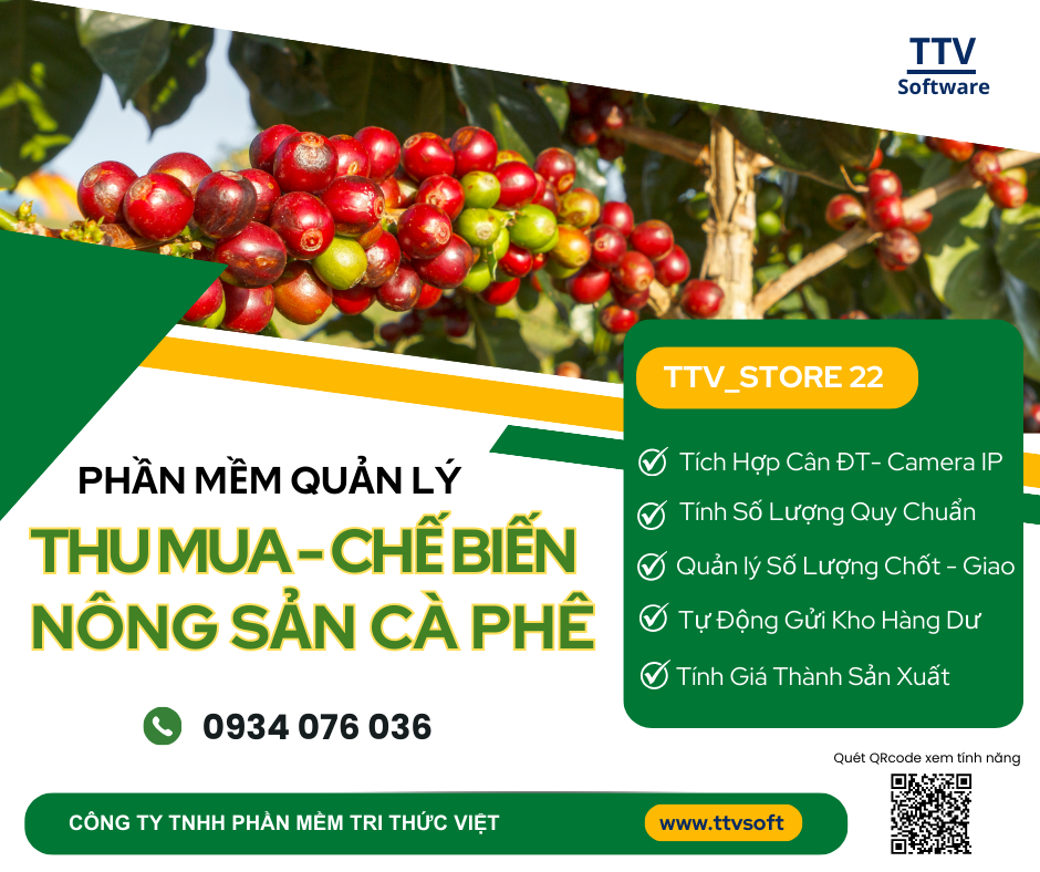 Phần mềm thu mua, tính quy chuẩn Hồ Tiêu, Cà Phê và kho Phân bón